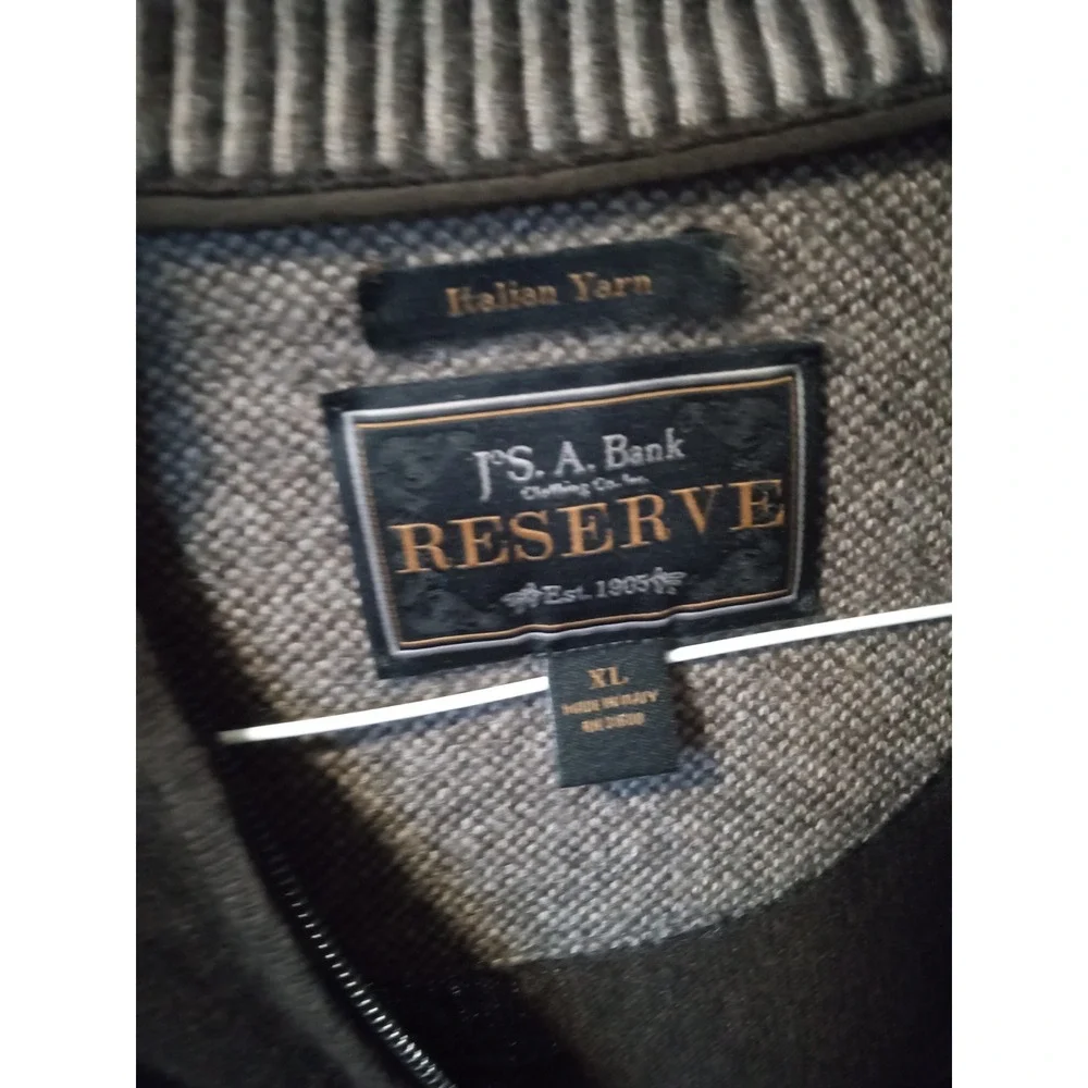 Jos. A. Bank Reserve 1/4 Zip Sweater Mens XL Brown Wool Cashmere Italian Yarn‎